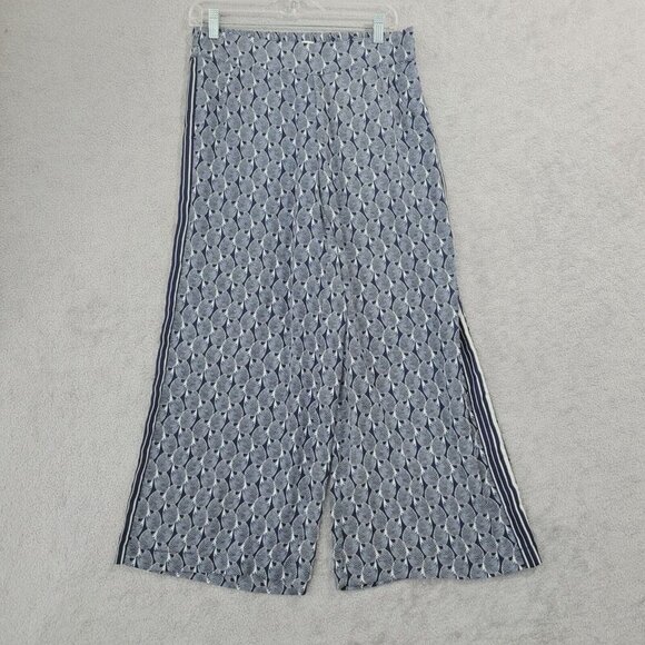 NWOT Max Studio Womens M Blue & White Patterned Crop Wide Leg Pants - Picture 1 of 8